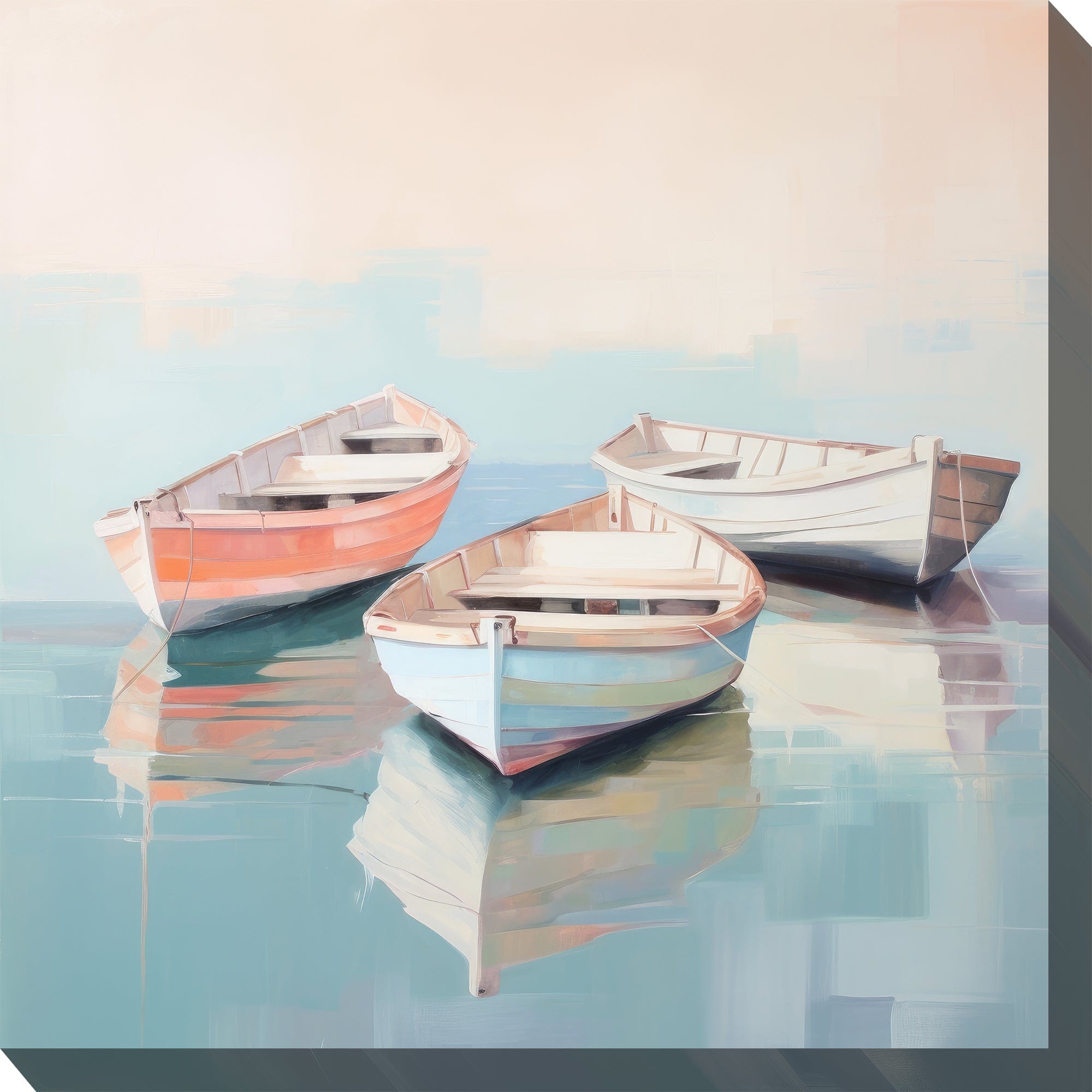 Pastel Boats Outdoor Canvas Art