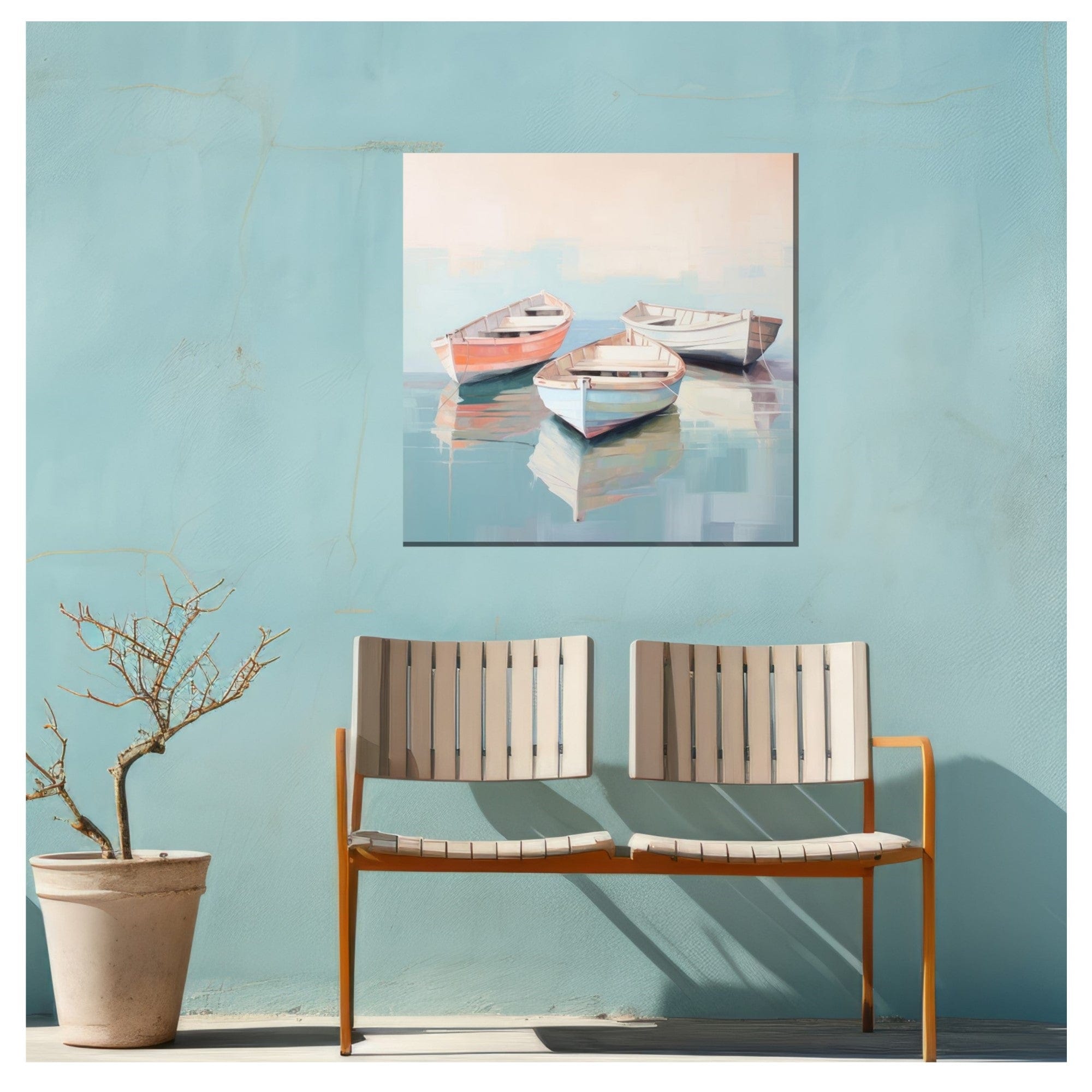 Pastel Boats Outdoor Canvas Art