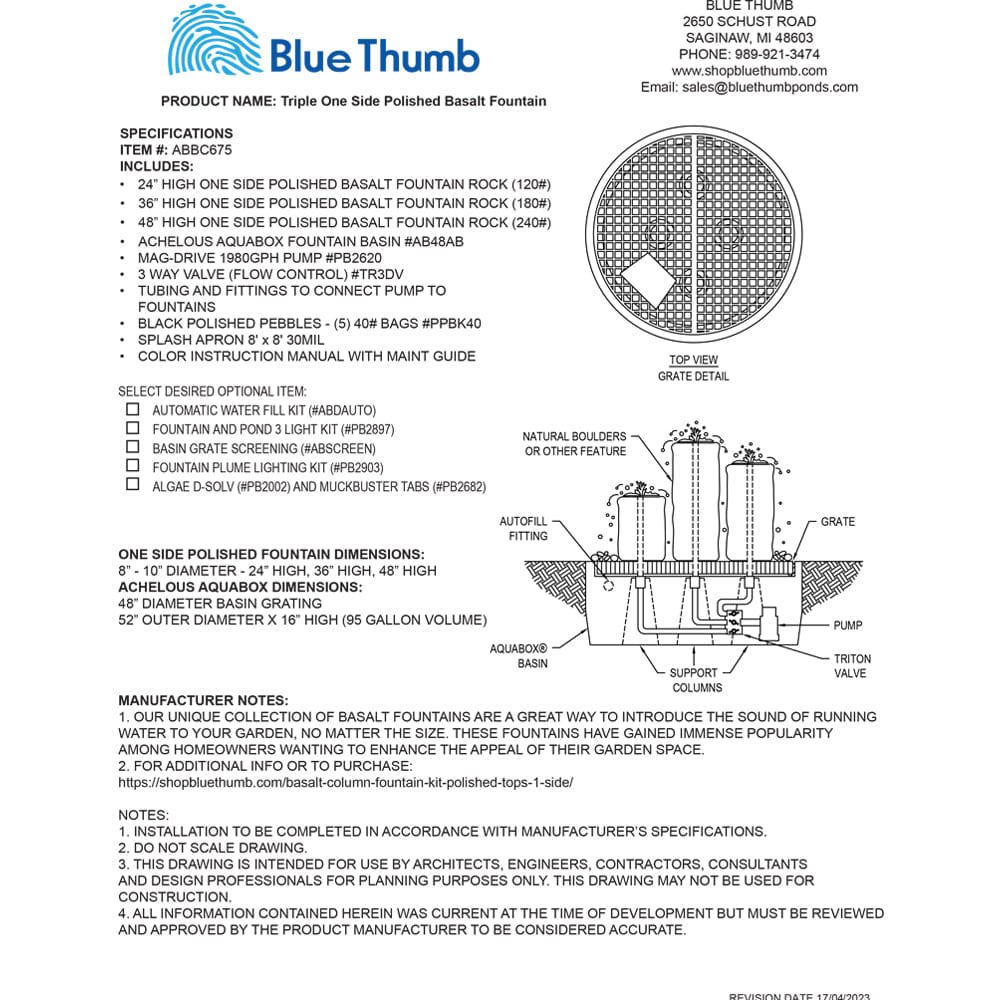 One Side Polished Basalt Stone Fountain - Outdoor Art Pros