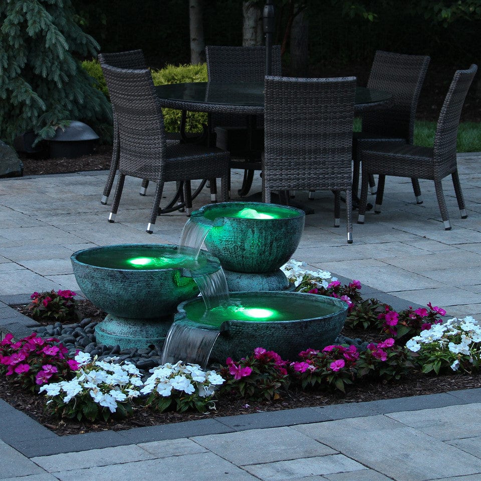 Triple Spillway Stone Bowl Fountain
