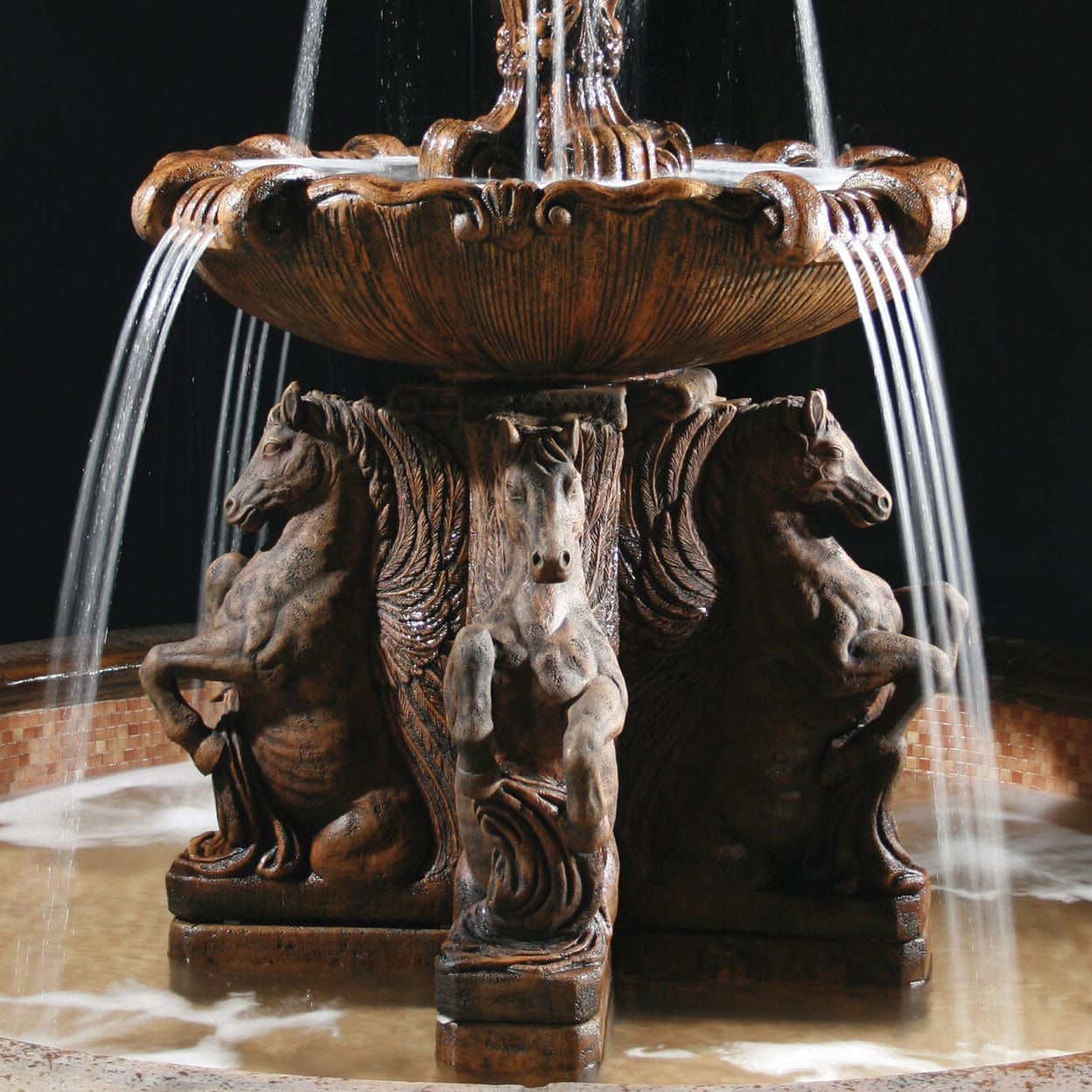2-Tier Cavalli Outdoor Water Fountain With 12 Foot Bracci Basin