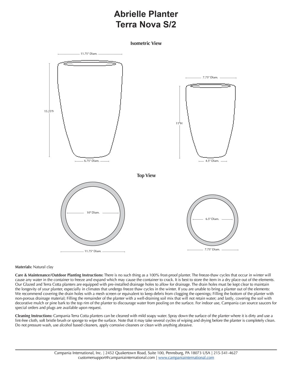 Abrielle Planter Set of 2 in Terra Cotta - Outdoor Art Pros