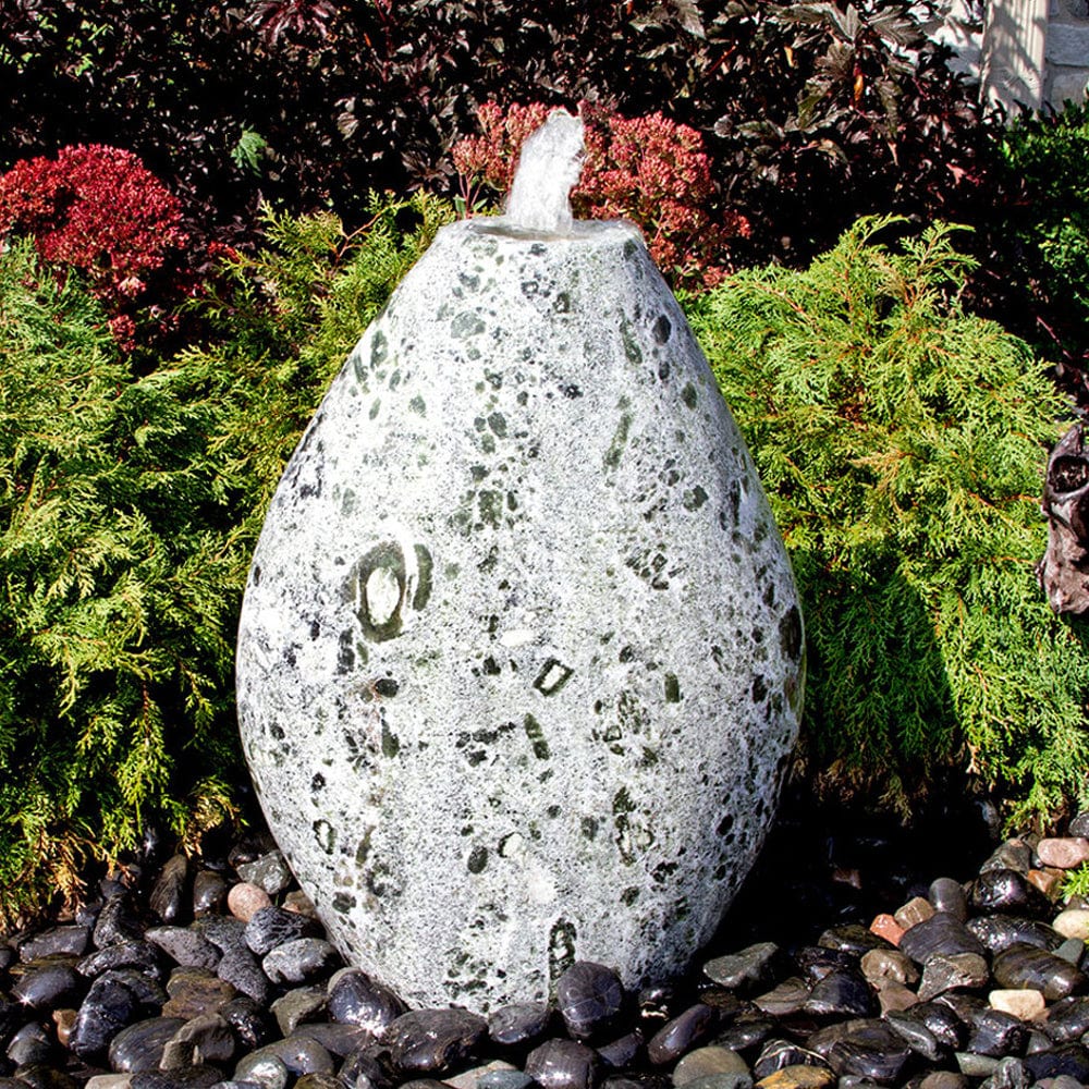 Almond-Shaped Green Marble Stone Fountain - Outdoor Art Pros
