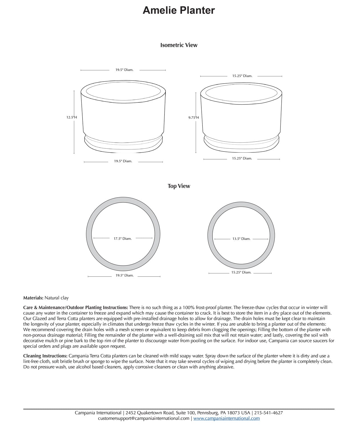 Amelie Planter Set of 2 | Terra Cotta Collection