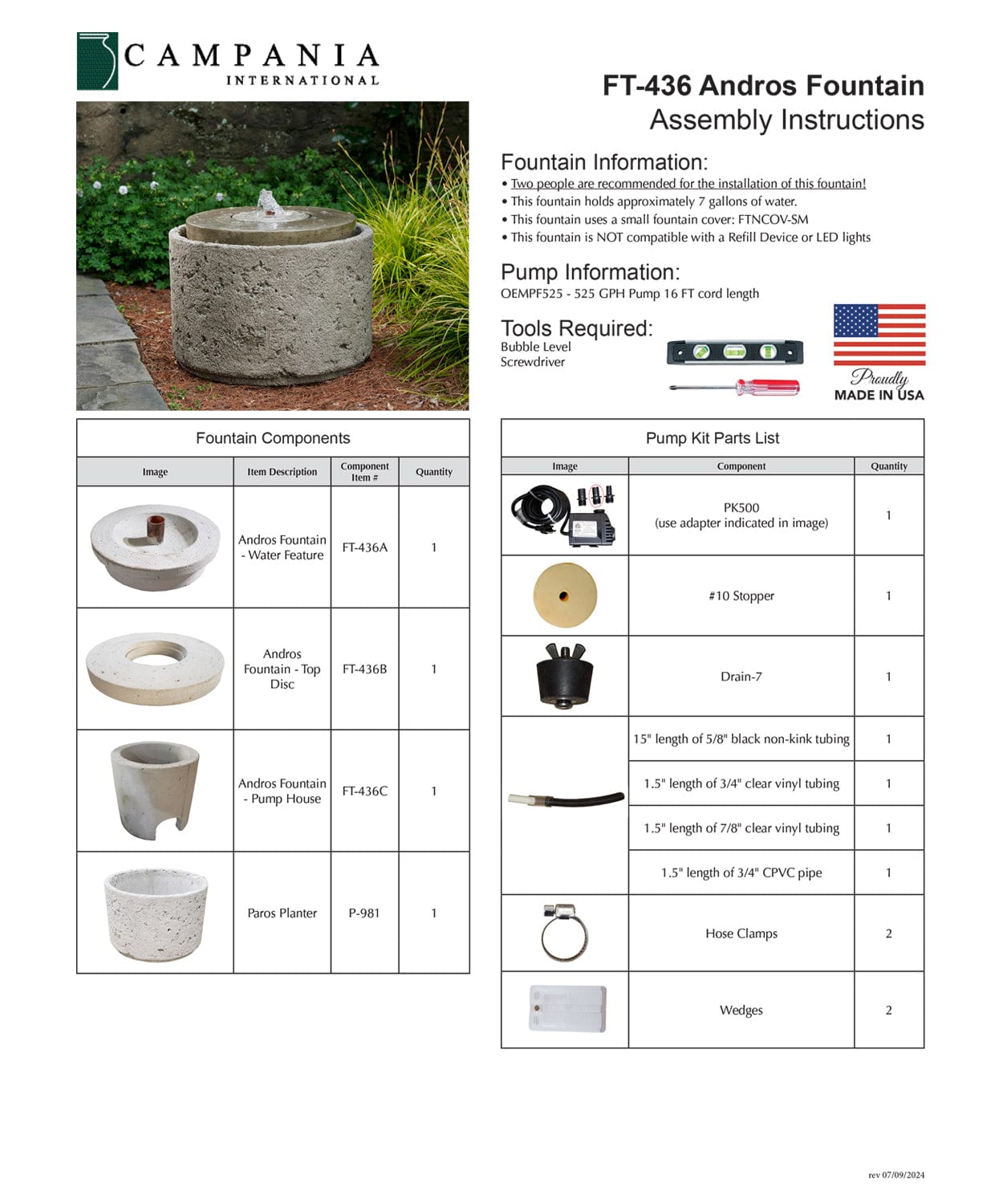 Andros Cast Stone Fountain