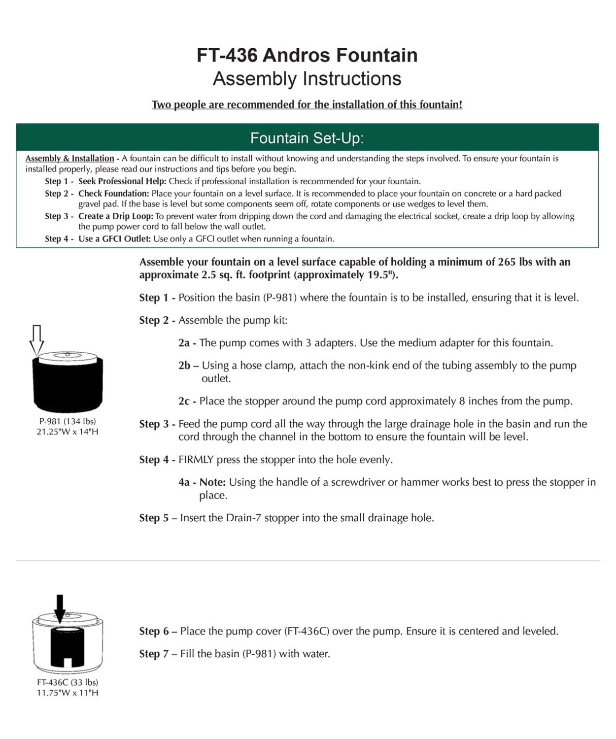 Andros Cast Stone Fountain