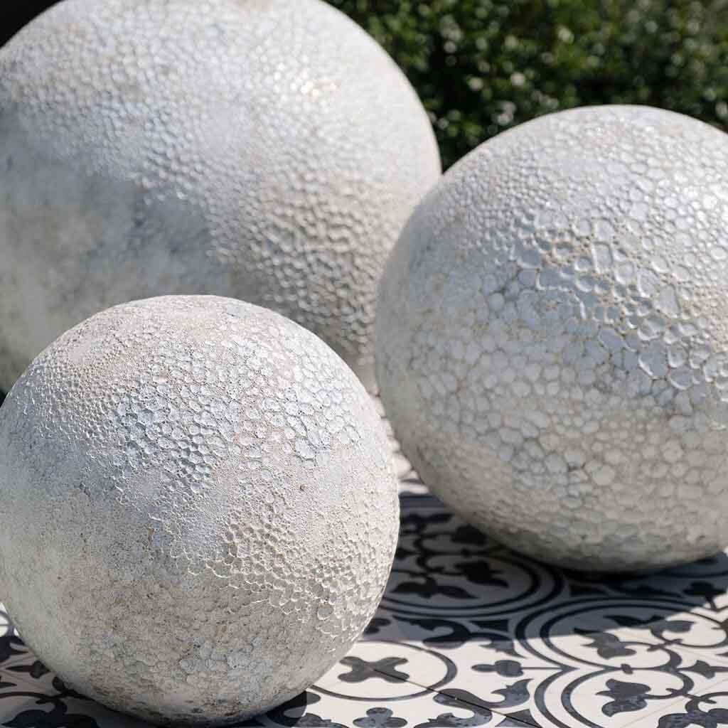 Angkor Spheres - Set of 3 in Volcanic White - Outdoor Art Pros