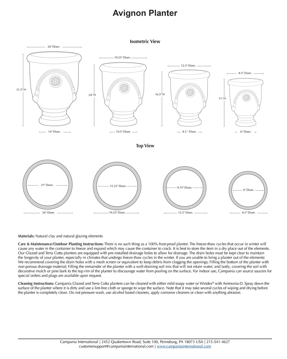 Avignon Planter Set of 4 | Glazed Collection