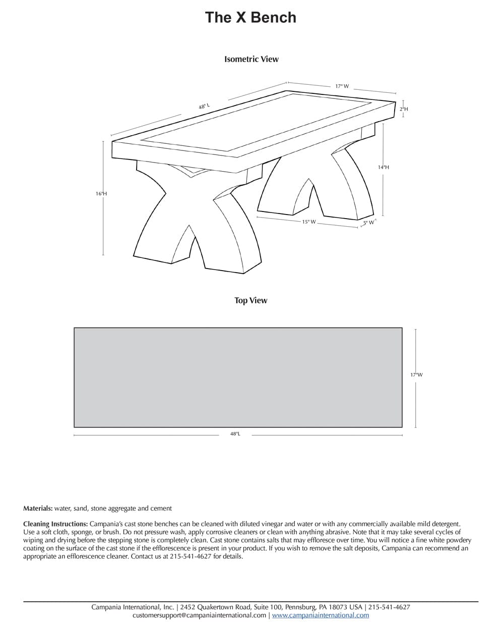 The X Garden Stone Bench