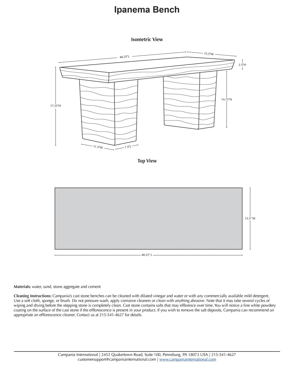 Ipanema Backless Garden Bench
