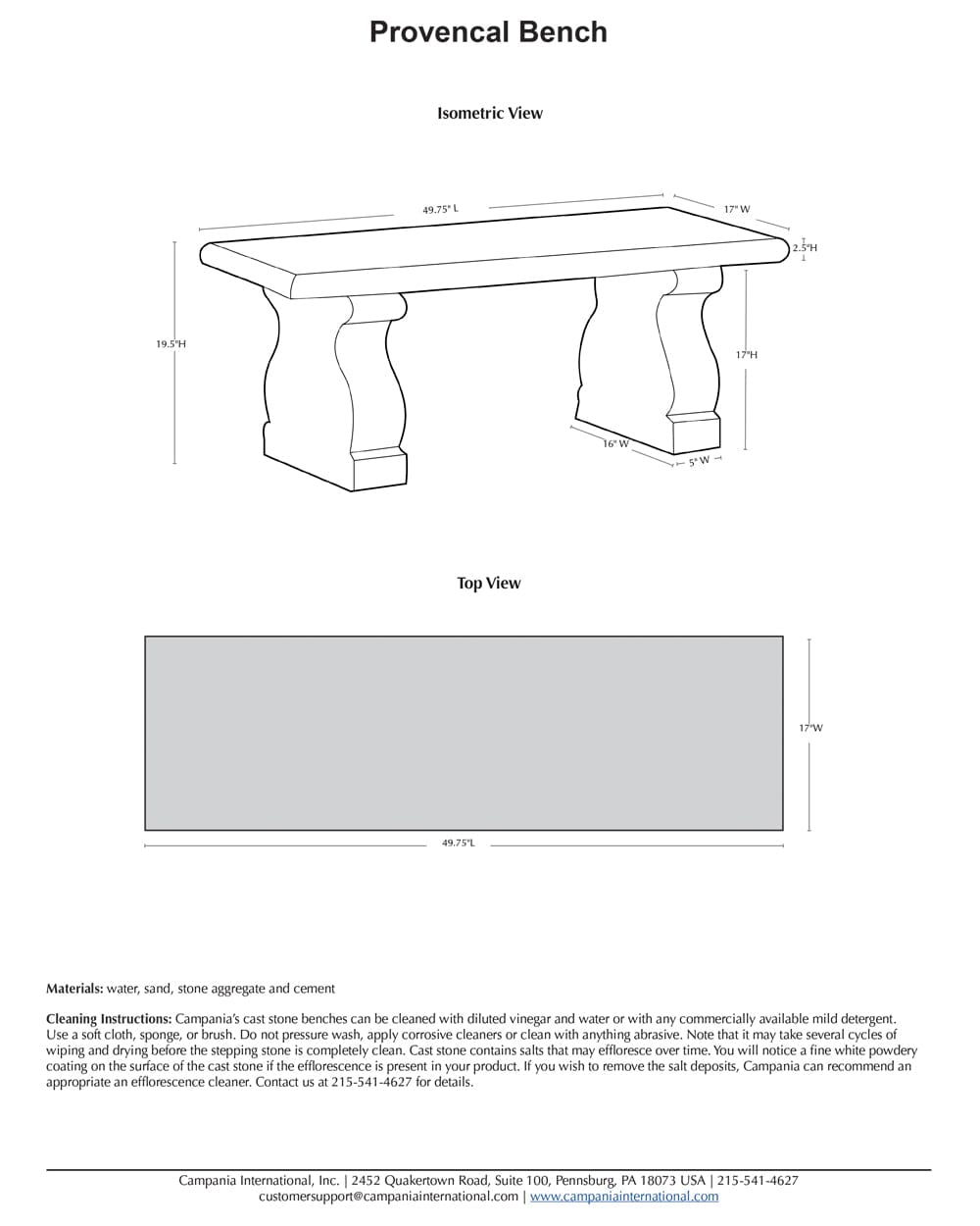 Provencal Stone Bench