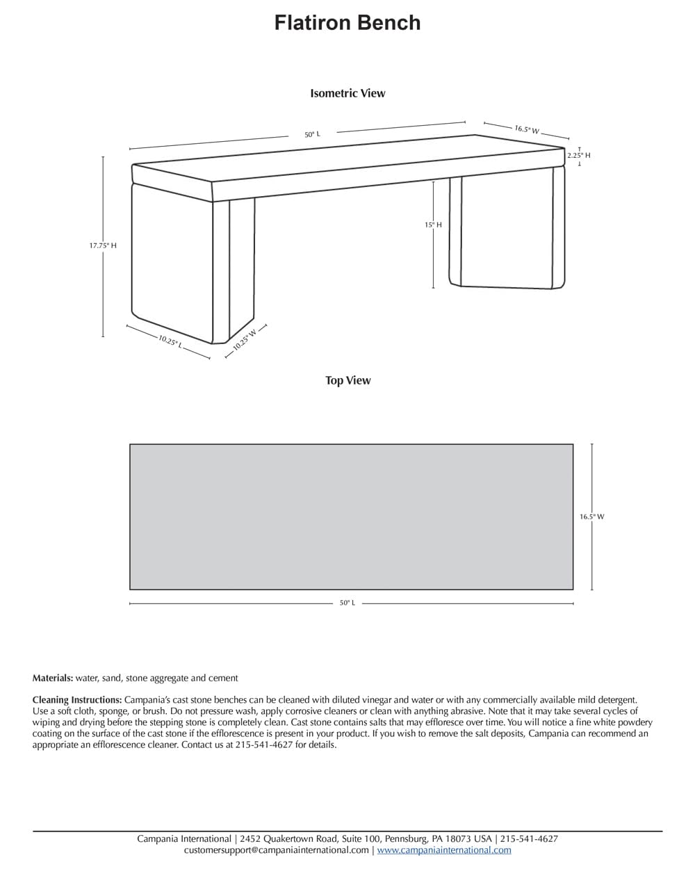 Flatiron Modern Backless Bench