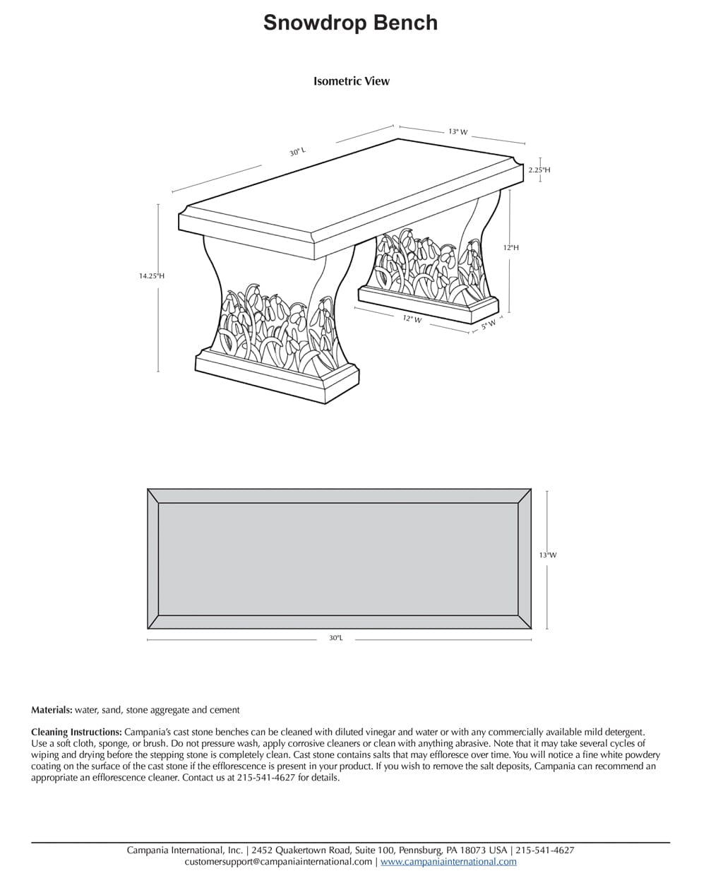 Snowdrop Garden Stone Bench