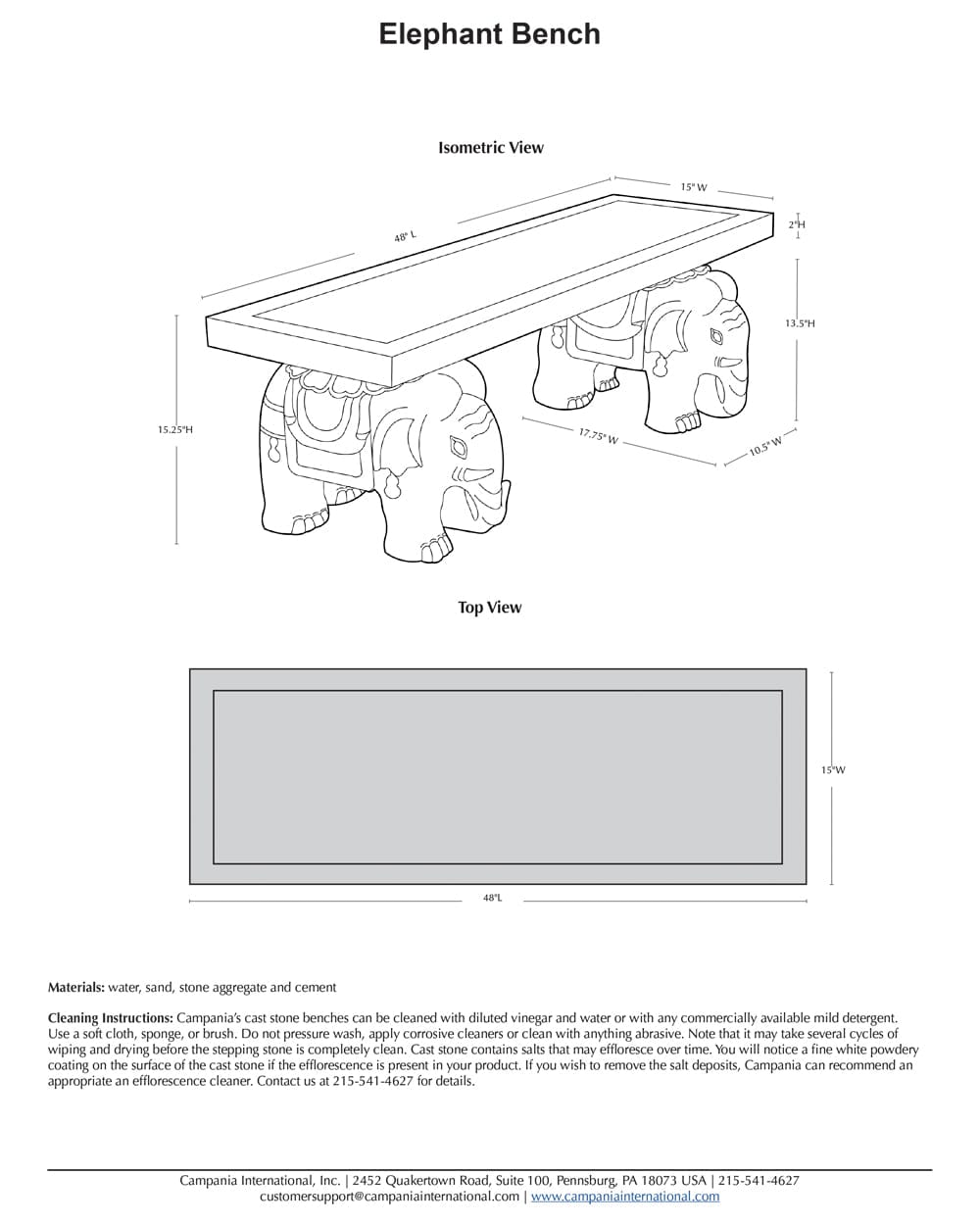 Elephant Outdoor Garden Bench