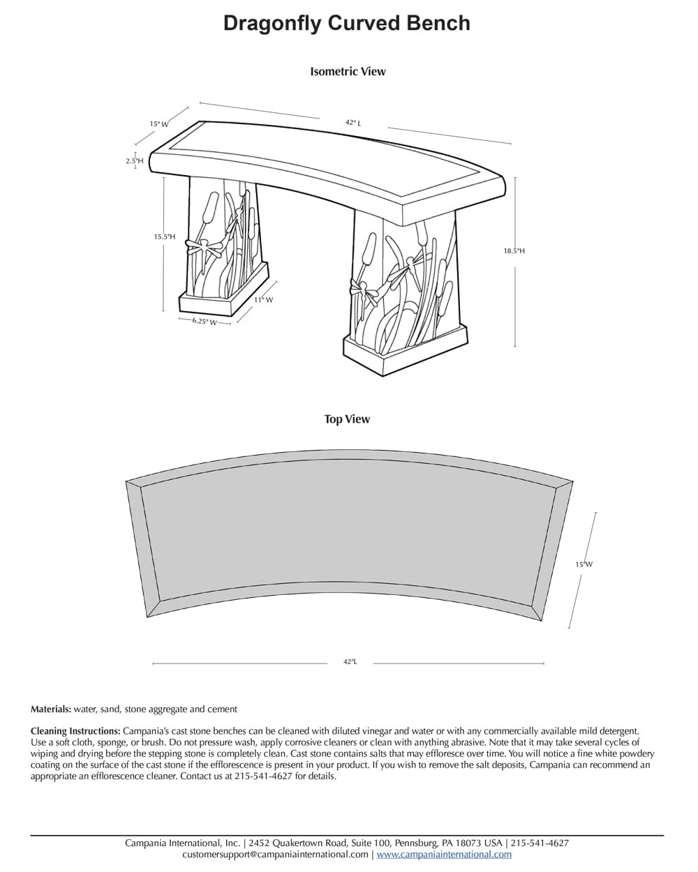 Dragonfly Curved Garden Bench