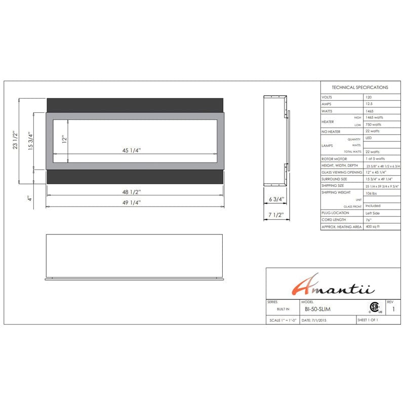 Amantii Panorama BI 40" Slim Smart Indoor | Outdoor Electric Fireplace