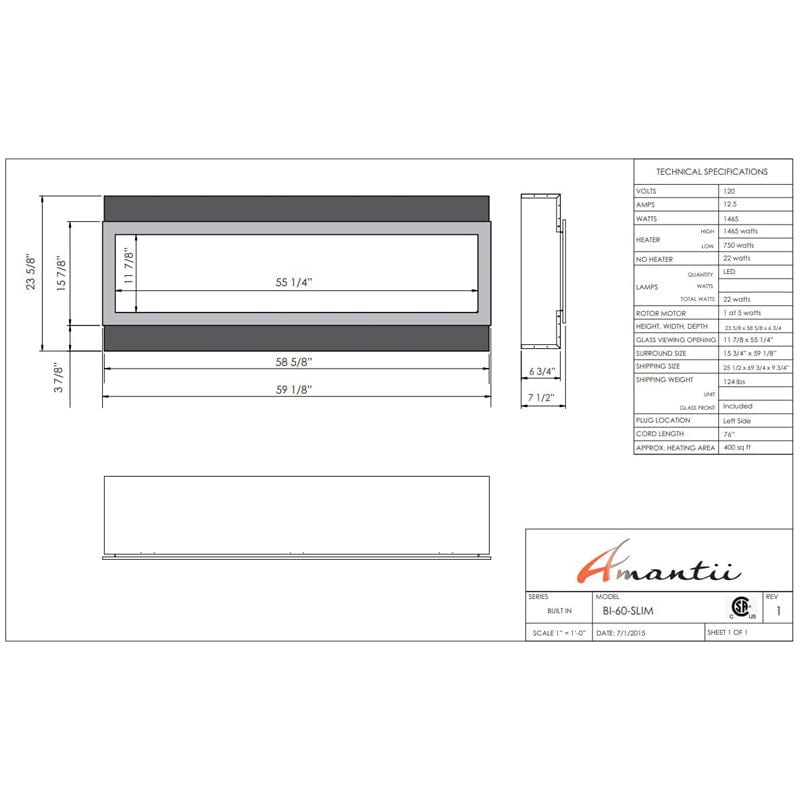 Amantii Panorama BI 60" Slim Smart Indoor | Outdoor Electric Fireplace