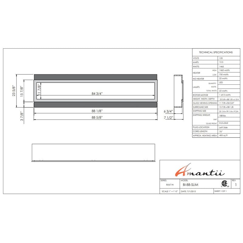 Amantii Panorama BI 88" Slim Smart Indoor | Outdoor Electric Fireplace
