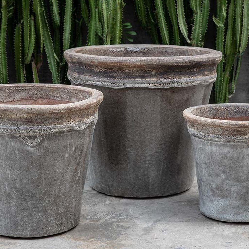 grey glazed plant pots Baia Glazed Terra Cotta Planter Nested Set of 3 in Beachcomber Grey Mist  Finish
