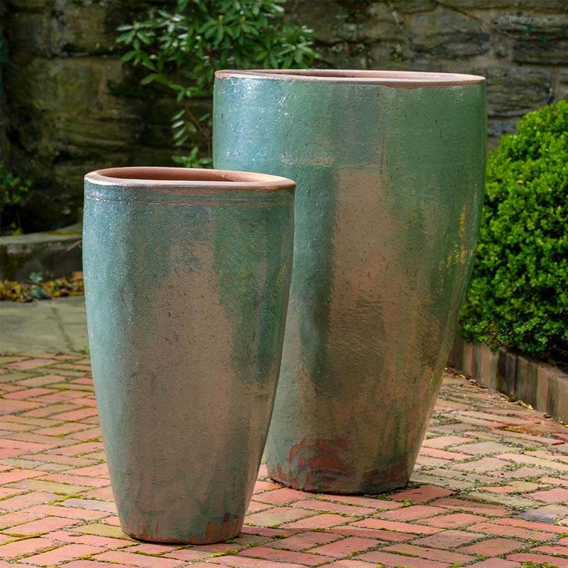 Banyan Glazed Terra Cotta Planter - Set of 2 in Rustic Green Finish