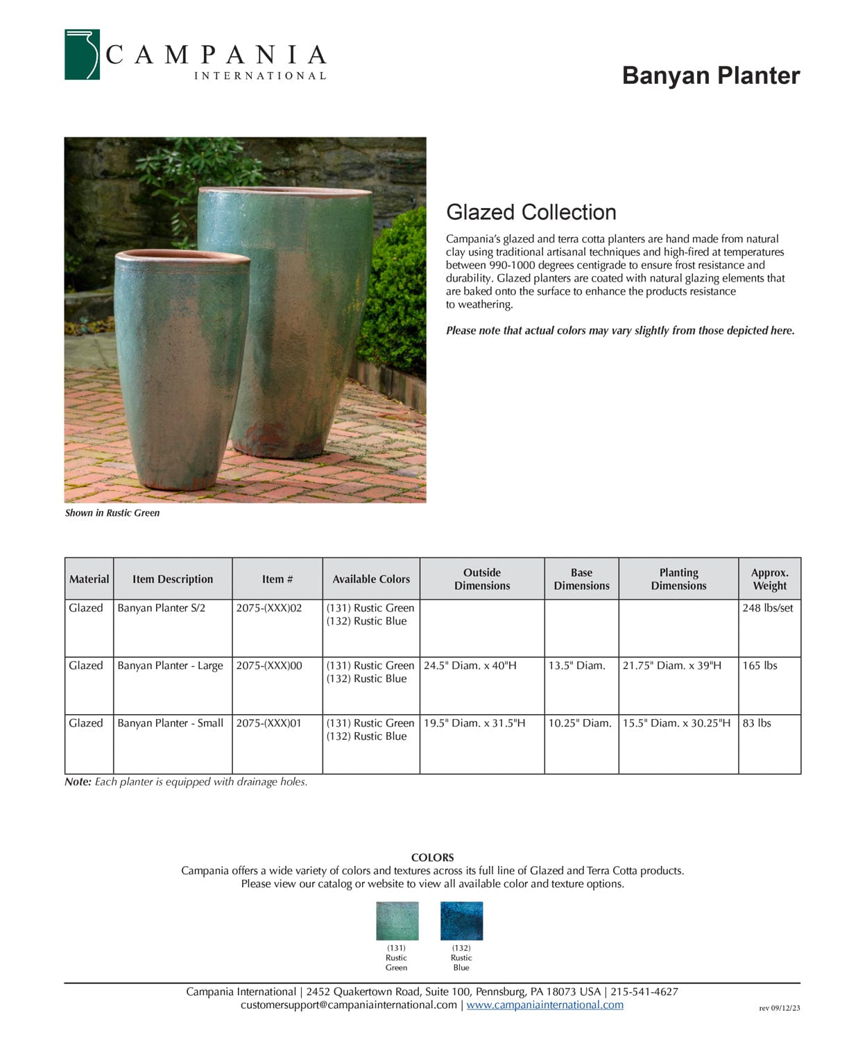 Banyan Glazed Terra Cotta Planter - Set of 2