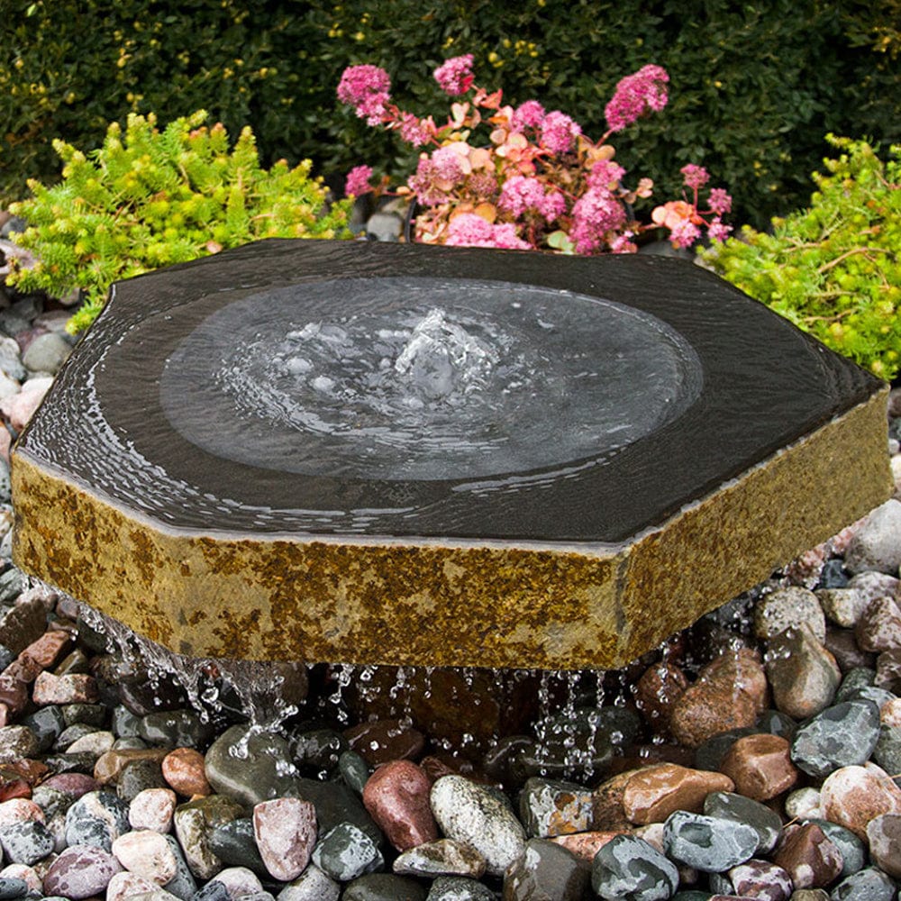 Basalt Bird Bath Stone Fountain - Outdoor Art Pros