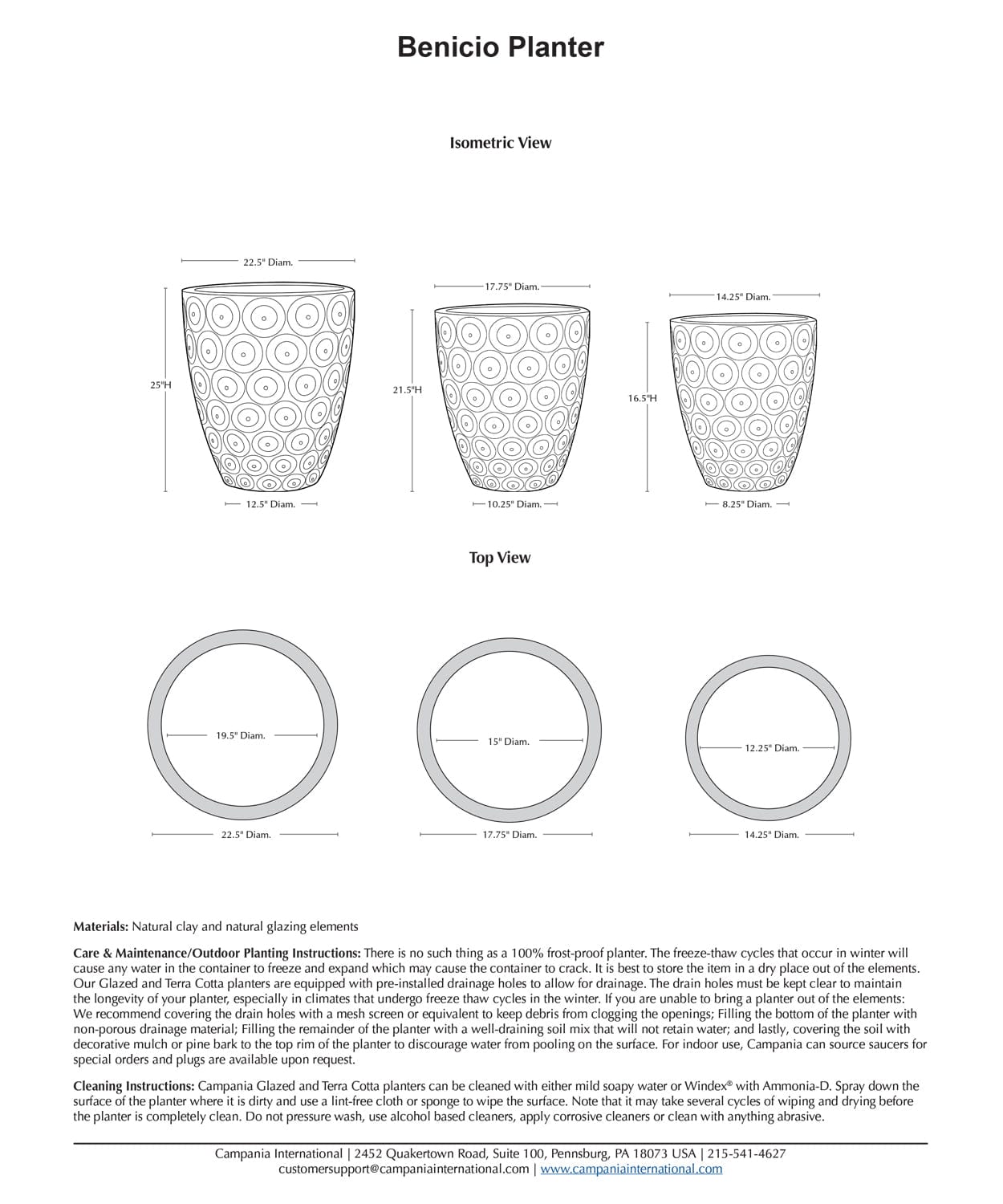 Benicio Planter Nested Set of 3 | Glazed Collection