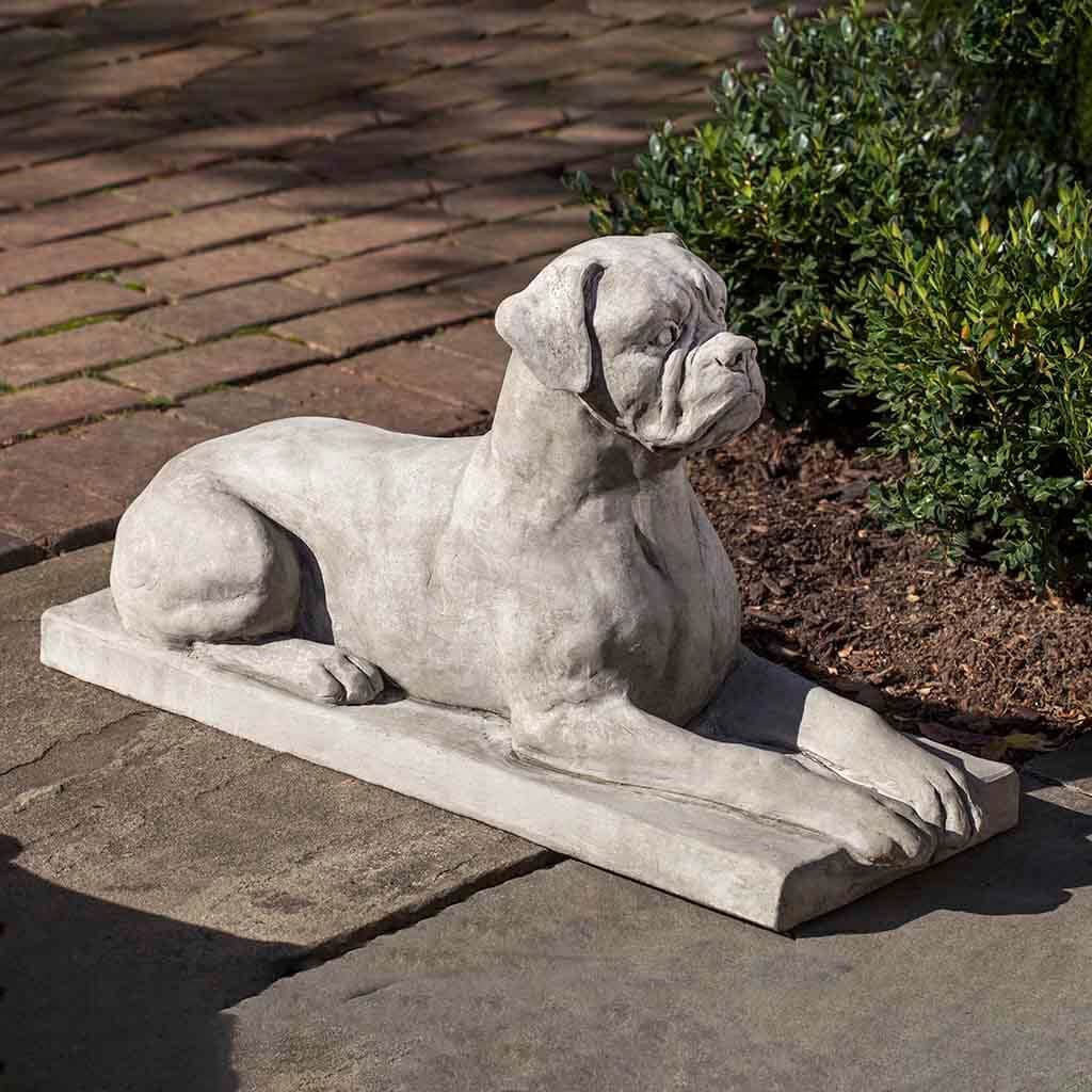 Boxer Dog Cast Stone Garden Statue