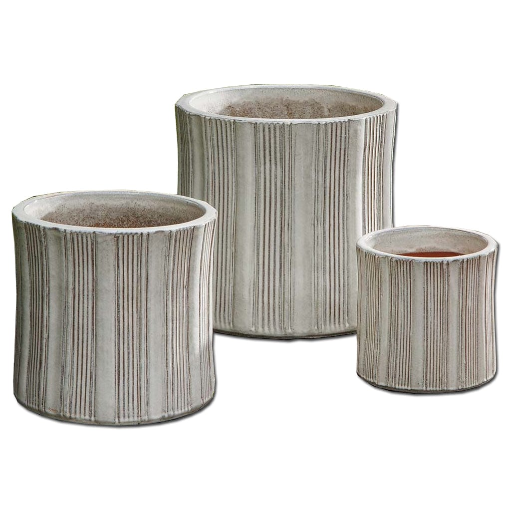 Brush Glazed Terra Cotta Pot Set of 3 in Cream Finish