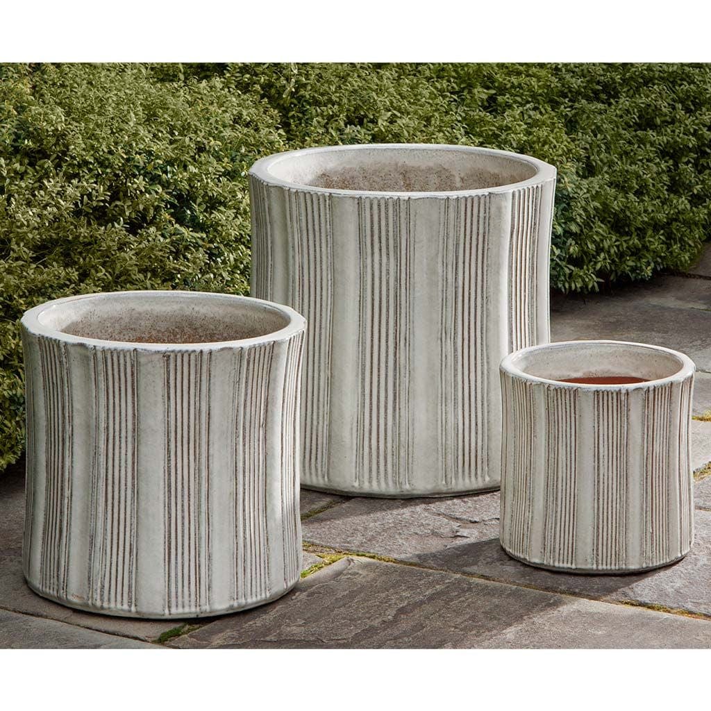 Brush Glazed Terra Cotta Pot Set of 3 In Cream Finish