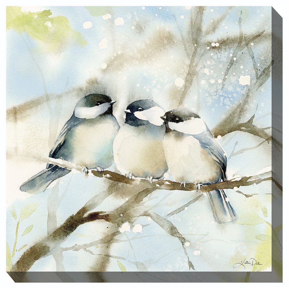 Cozy Chikadees Outdoor Canvas Art