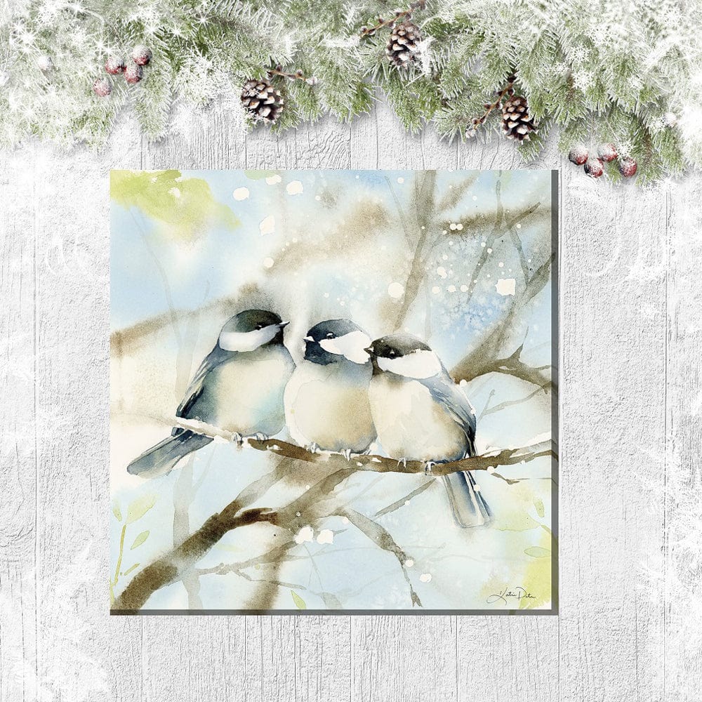 Cozy Chikadees Outdoor Canvas Art