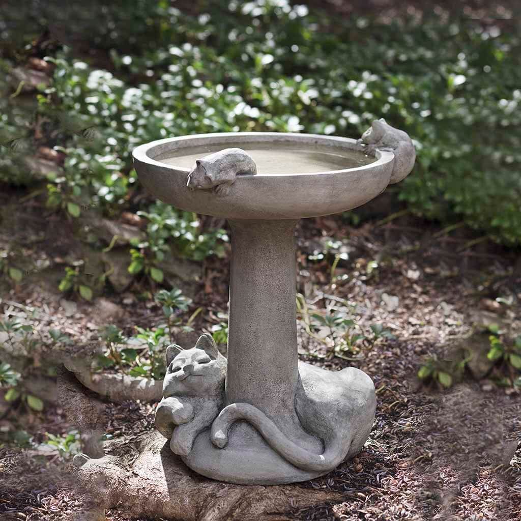 Catnap Cast Stone Birdbath