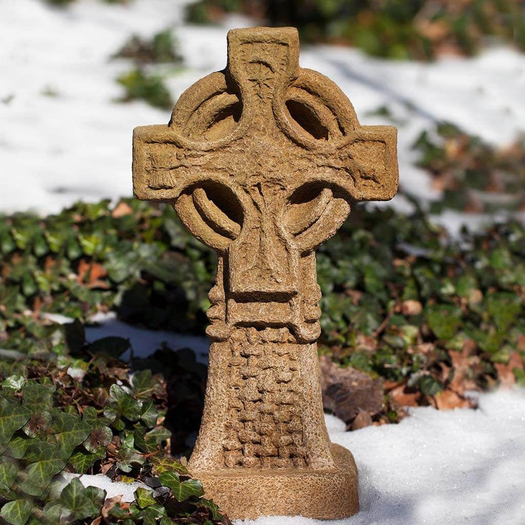 Celtic Cross Cast Stone Garden Statue | Religious Statue