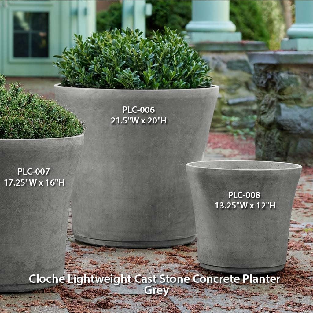 Cloche Lightweight Cast Stone Concrete Planter in Grey
