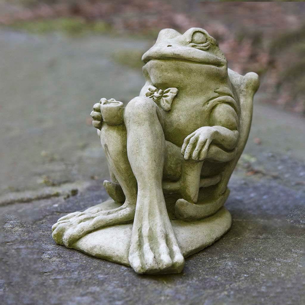 Coffee Frog Cast Stone Garden Statue