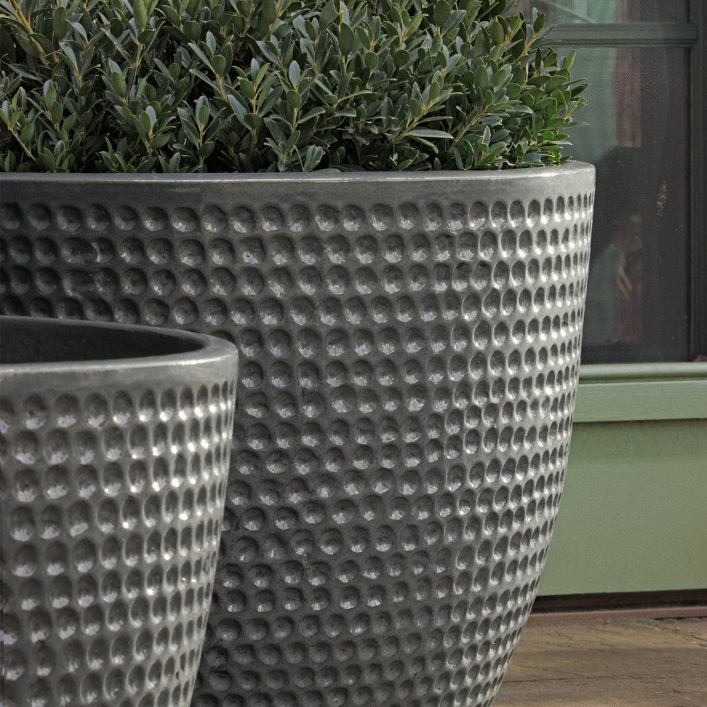 Coin Glazed Terra Cotta Pot in Pewter Green Finish