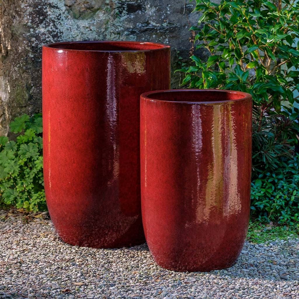 Cole Glazed Terra Cotta Planter Set of 2 in Tropic Red Finish