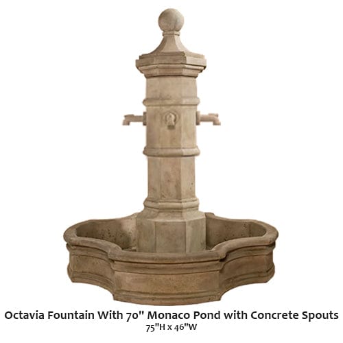 Octavia Fountain With 70" Monaco Pond with Concrete Spouts
