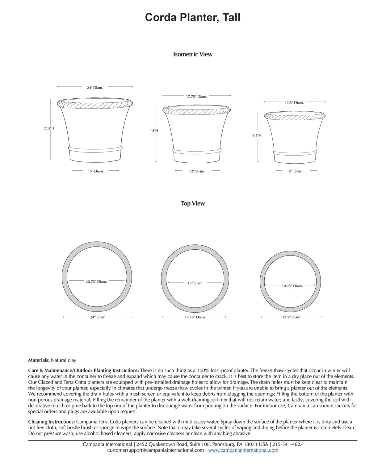 Corda Tall Planter Nested Set of 3 | Glazed & Terra Cotta Collection