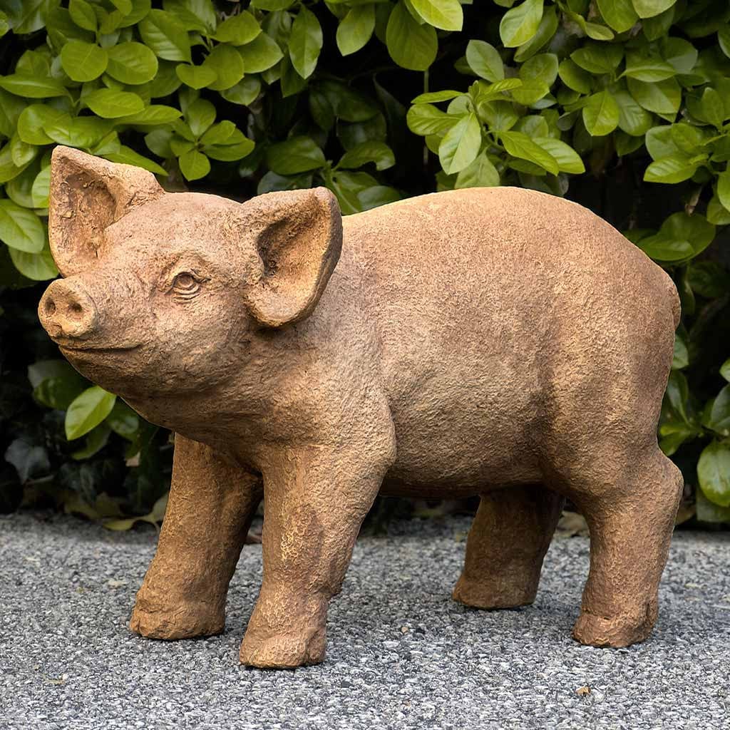 Curly Cast Stone Garden Statue | Pig Statue