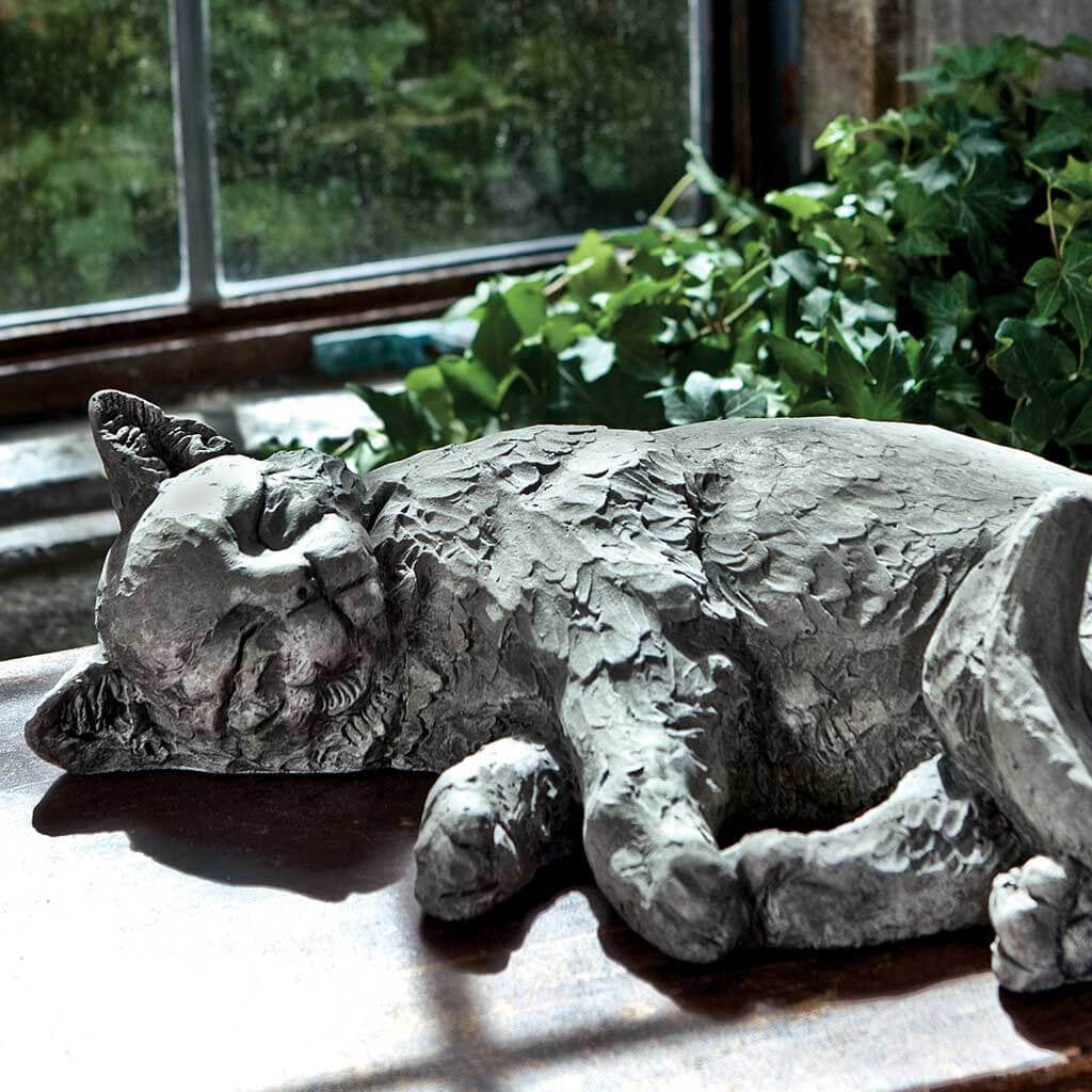 Dreaming Kitty Cast Stone Garden Statue | Cat Statue