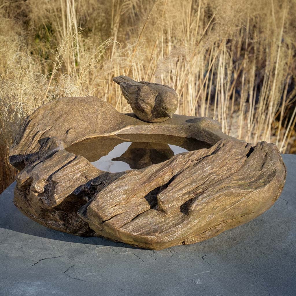 Driftwood Perch Birdbath