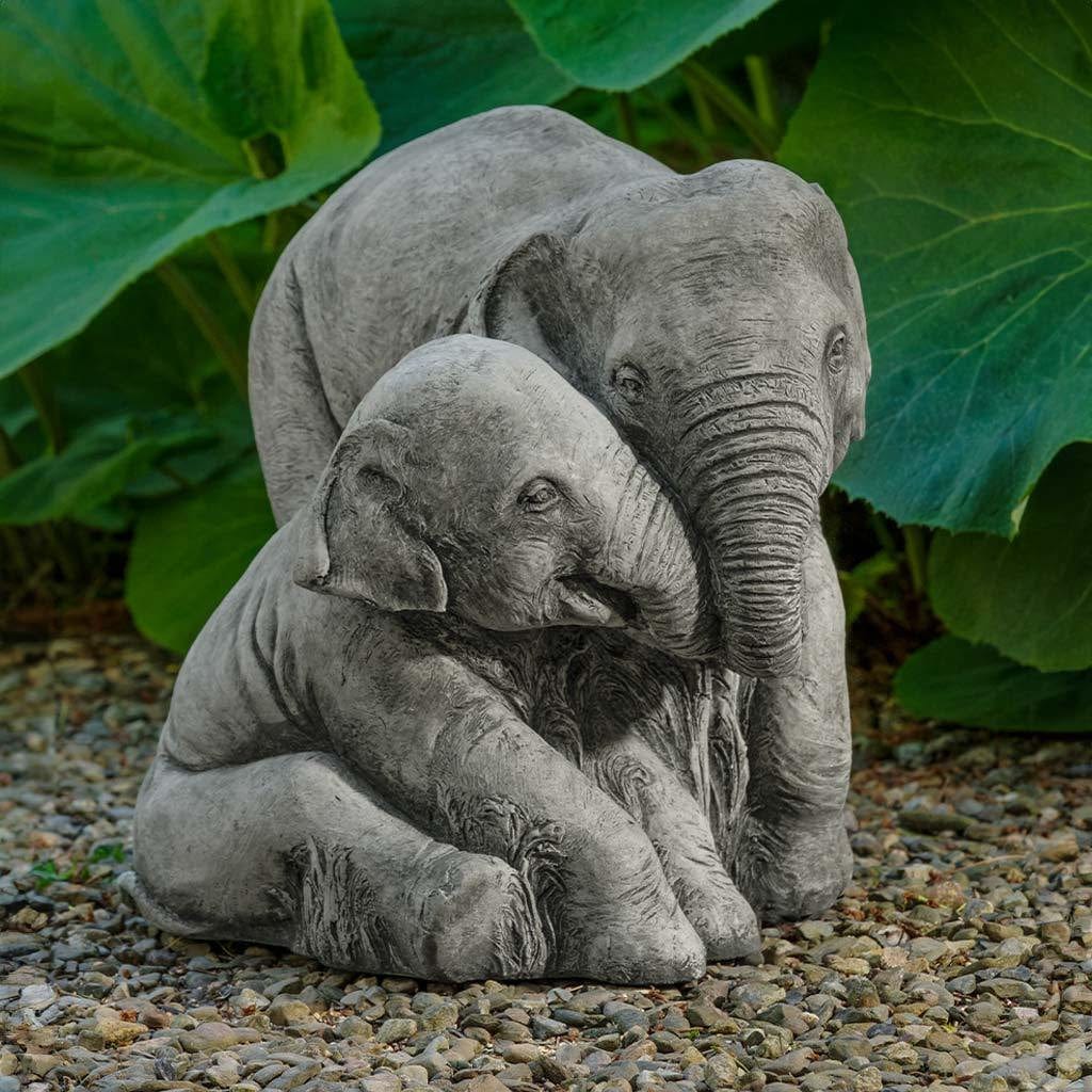 Elephant Mother and Child Garden Statue