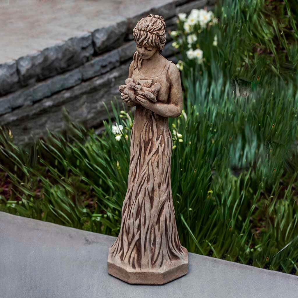 Fauna Cast Stone Bird Garden Statue | Wood Nymph Statue