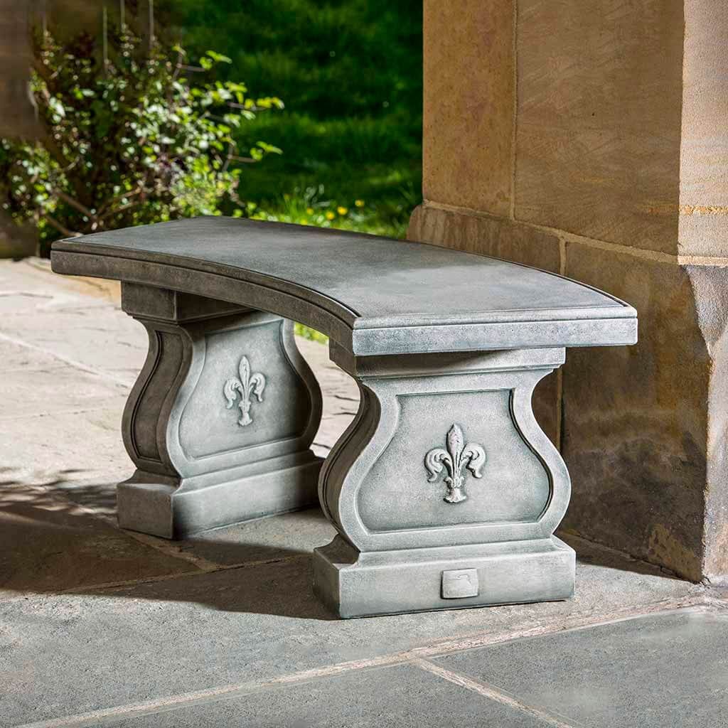 Fleur De Lys Curved Stone Bench