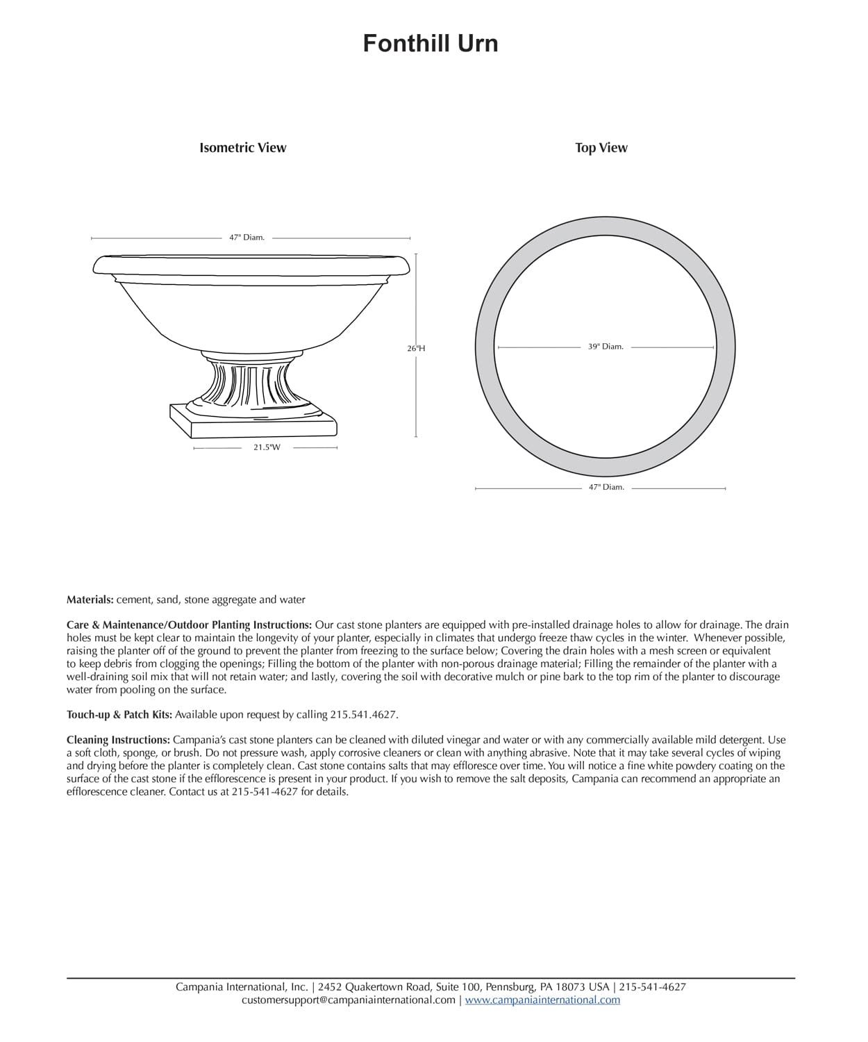 Fonthill Urn Garden Planter