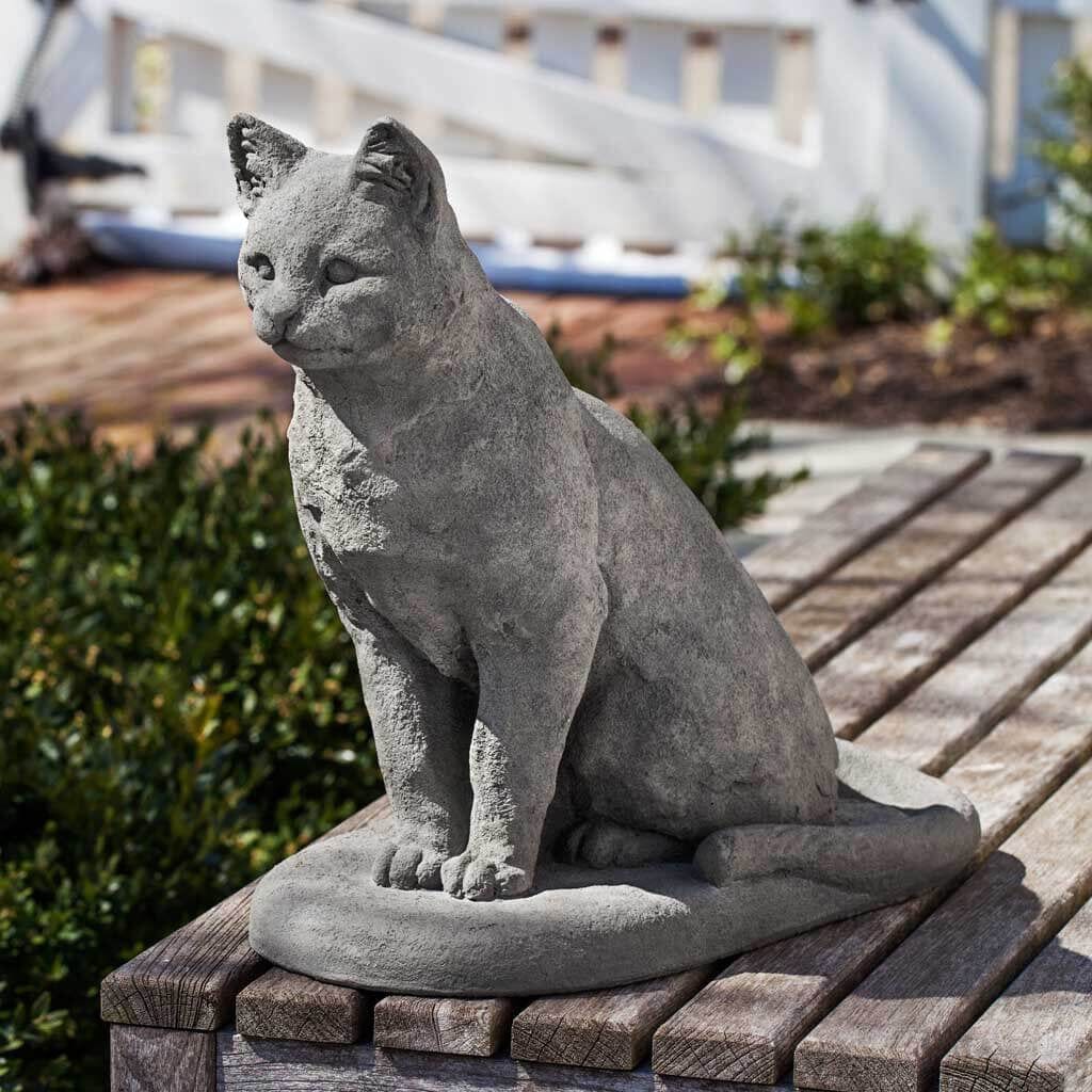 Curious Cat Cast Stone Garden Statue
