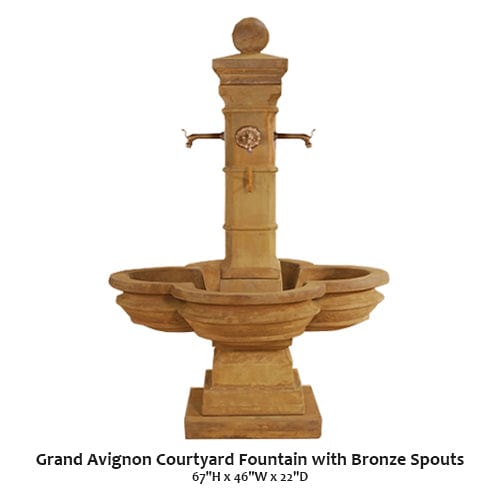 Grand Avignon Courtyard Fountain With Bronze Spouts