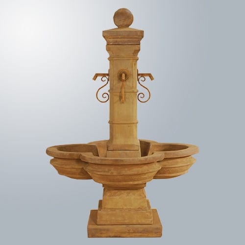 Grand Avignon Courtyard Fountain With Rustic Iron Spouts